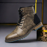 Mateo | Herren Zweifarbige Leder Stiefel – Grau Schwarz