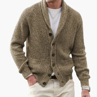 Matteo | Herren Schalkragen Strickjacke mit Knöpfen – Camel