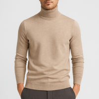 Matthias | Herren Klassischer Langärmliger Rollkragenpullover – Beige