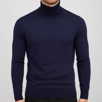 Matthias | Herren Klassischer Langärmliger Rollkragenpullover – Dunkelblau