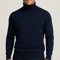 Matthias | Herren Klassischer Langärmliger Rollkragenpullover – Marine