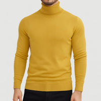 Matthias | Herren Klassischer Langärmliger Rollkragenpullover – Hellgelb