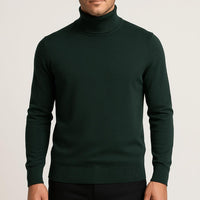 Matthias | Herren Klassischer Langärmliger Rollkragenpullover – Dunkelgrün