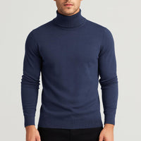 Matthias | Herren Klassischer Langärmliger Rollkragenpullover – Blau