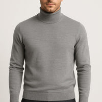 Matthias | Herren Klassischer Langärmliger Rollkragenpullover – Grau