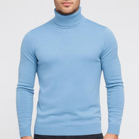 Matthias | Herren Klassischer Langärmliger Rollkragenpullover – Hellblau
