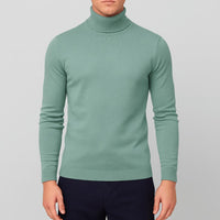 Matthias | Herren Klassischer Langärmliger Rollkragenpullover – Grün