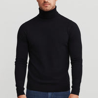Matthias | Herren Klassischer Langärmliger Rollkragenpullover – Schwarz