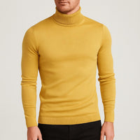 Matthias | Herren Klassischer Langärmliger Rollkragenpullover – Gelb