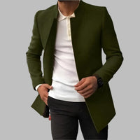 Matthias | Herren Slim-Fit Wollmantel mit Stehkragen – Grün