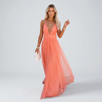 Laura | Damen Festliches Hochzeitsgast A-Linien Maxikleid – Aprikose