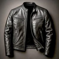 Maximilian | Herren Gesteppte Bikerjacke Echtleder – Biker Schwarz