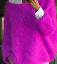 Melanie | Damen Kuscheliger Oversize Strickpullover – Lila