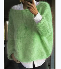 Melanie | Damen Kuscheliger Oversize Strickpullover – Grün