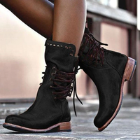 Melanie | Damen Niedrigem Blockabsatz Orthopädische Stiefel – Schwarz
