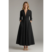 Mila | Damen Elegantes Ausgestelltes Hemdkleid – Schwarz
