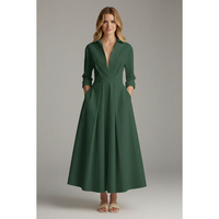 Mila | Damen Elegantes Ausgestelltes Hemdkleid – Grün