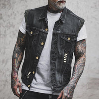 Milan | Herren Ärmellose Denim Weste – Schwarz