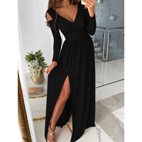 Helma | Damen Elegantes Abendkleid Mit Seitenschlitz – Schwarz