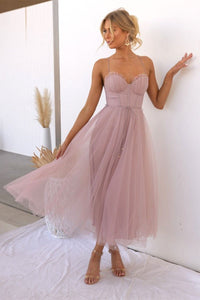 Mirela | Tüllkleid mit Korsettschnürung Midikleid – Rosa