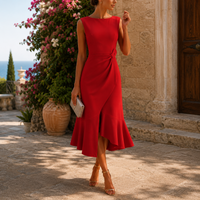 Mirela | Weites Midikleid für Hochzeiten – Marine
