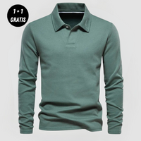 SAMUEL - ELEGANTES LANGARM-POLOSHIRT (1+1 GRATIS) – Grün