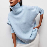 Moderner Pullover in Übergröß für Damen | Rollkragen – Blau