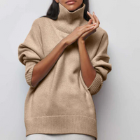 Moderner Pullover in Übergröß für Damen | Rollkragen – Khaki