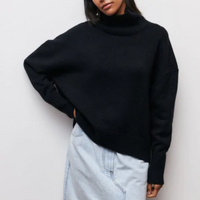 Moderner Pullover in Übergröß für Damen | Rollkragen – Schwarz