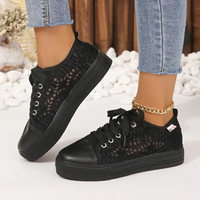 Modische bequeme Damen-Sneakers | Plateau – Schwarz