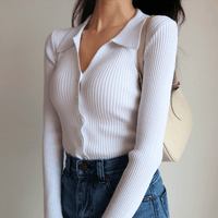 Marisse Ribbed Top – Ivory White