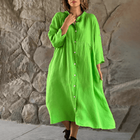 Priscilla | Schickes Midikleid mit Knopfleiste für Frauen – Grün