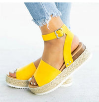 Damen Keil Plateau Sandalen | Offene Zehe – Gelb