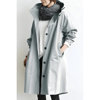 Amelia | Damen Wasserdichte Geknöpfter Trenchcoat Mantel – Blau