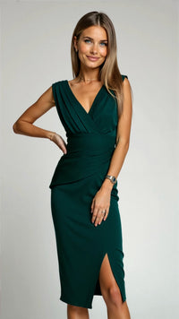 Viola - Damen Abendkleid mit plissiertem Design und zeitlosem Stil – Grün