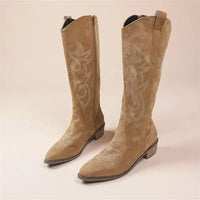 Damen Kniehohe Cowboystiefel | Trendig – Dunkelbraun