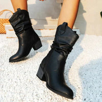 Damen Winter Stiefel | Kurz mit Absatz – Schwarz