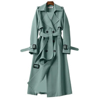 Damen Klassischer Trenchcoat | Lang Elegant – Grün