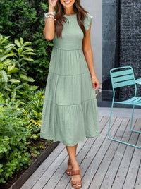 Ruby | Elegantes und fließendes Midikleid in A-Linie für Frauen – Hellgrün