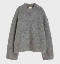 Merryn Flauschiger Strickpullover – Grau