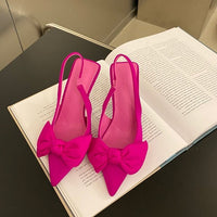 Savannah Schleifen-Slingback-Absätze – Rosenrot