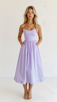 Rose | Elegantes ärmelloses Midikleid für Frauen – Lila
