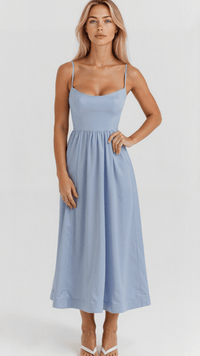 Rose | Elegantes ärmelloses Midikleid für Frauen – Hellblau