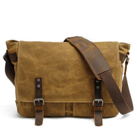 Uriel Vintage-Messenger-Tasche mit Schnallen – Khaki