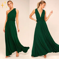 Izzy Maxi-Kleid | Sommerliches Rückenfreies Multiwrap Abendkleid Lang | Brautjungfernkleid – Dunkelgrün