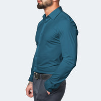 Jonathan | Herren Knitterfreies Stretchhemd – Türkis