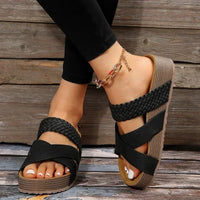 Daniela | Damen Plattform Slide Sandalen Modern Trend Komfort Sommer – Schwarz