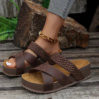 Daniela | Damen Plattform Slide Sandalen Modern Trend Komfort Sommer – Braun