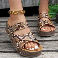 Martine - Damen Orthopädische Ledersandalen mit Riemen – Schlangenmuster