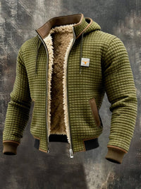 Niklas | Herren Steppjacke Fleecefutter Kapuze – Olivgrün